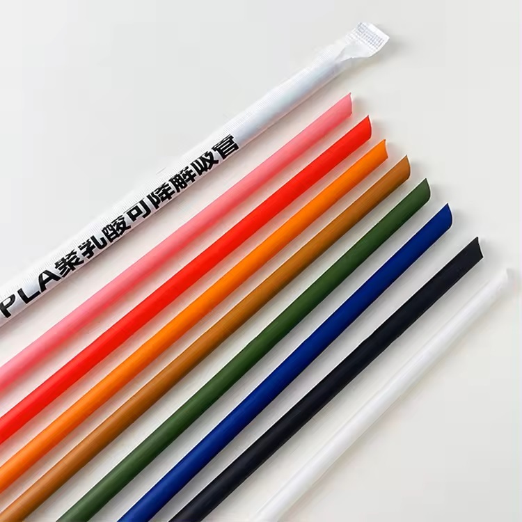 Biodegradable Disposable Boba Straws Individually Wrapped Plastic Drinking Straws PLA Straws for Bubble Tea