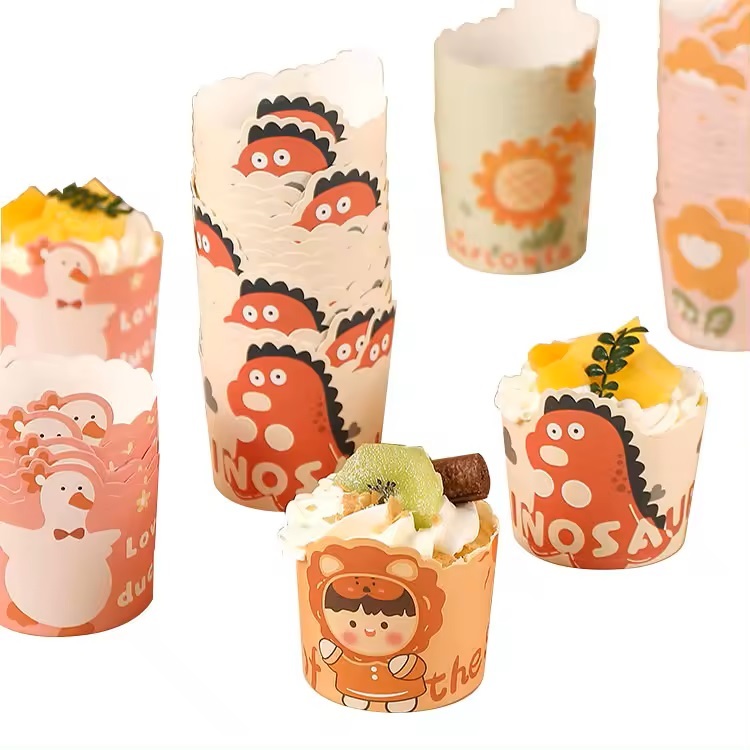 Wholesale custom Muffin cake packing cups take away mini birthday paper cakecup packaging