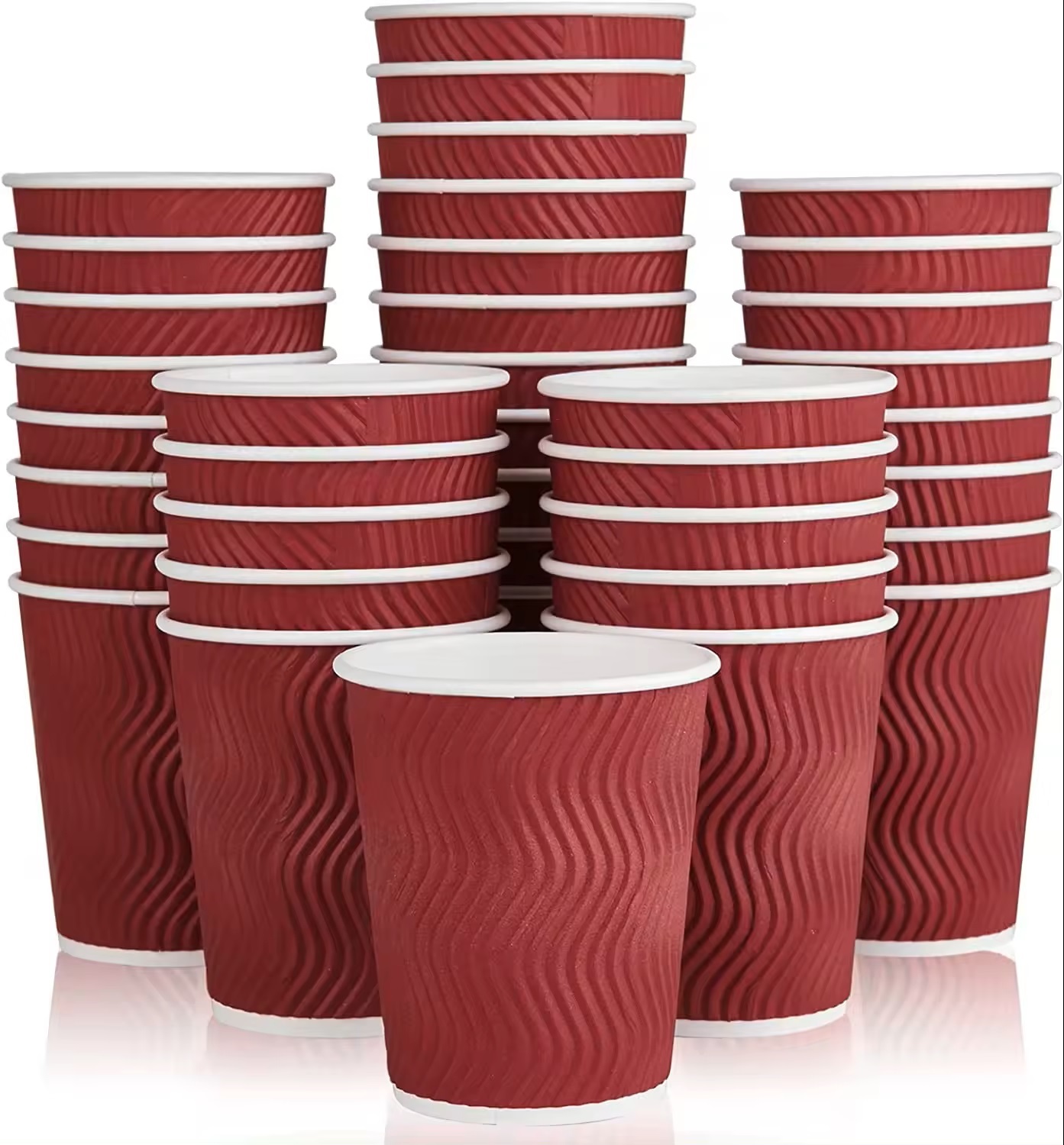 Customized Design Disposable Printed 8oz 12oz 16oz Double Wall Ripple Corrugated Coffee Cups