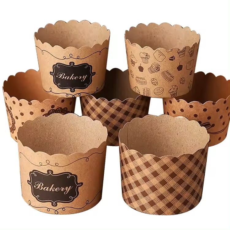 Disposable Cupcake baking high temperature oven air fryer Muffin cup mold Wave chiffon paper cake cups