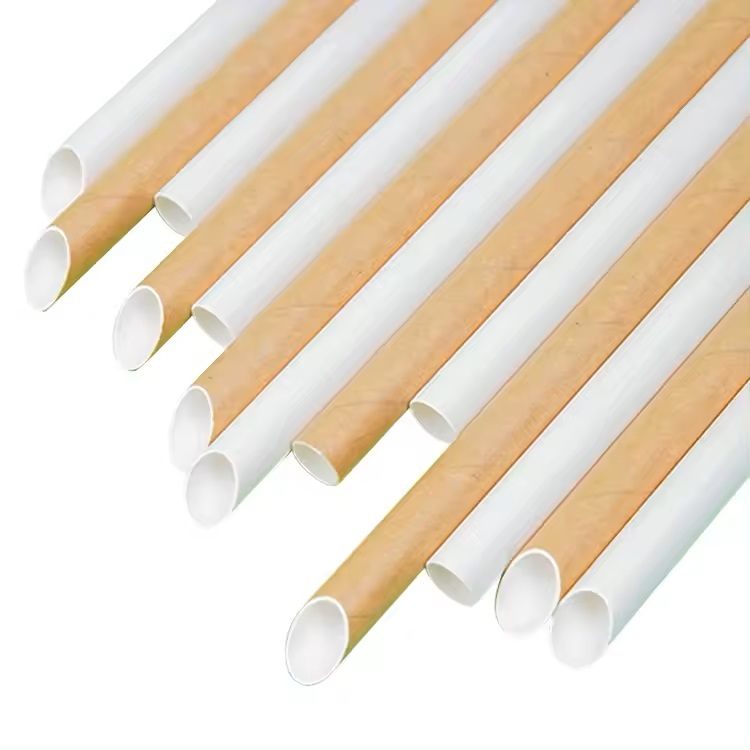 Eco friendly disposable customizable color kraft paper straw biodegradable bubble tea paper straw