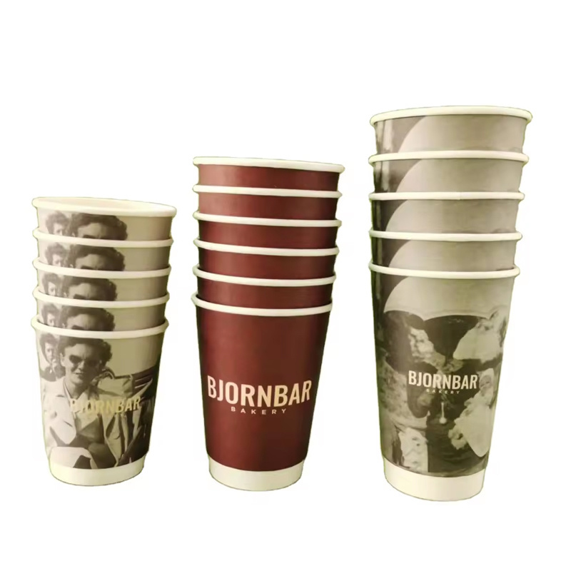 Factory Directly Sale Low price compostable disposable paper cup packaging cup 8oz/12 oz/16oz double wall Paper Coffee Cup