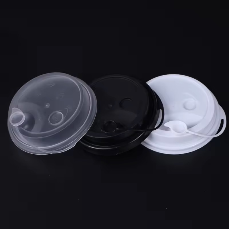 90mm Diameter Manufacturer Hard PP Plastic Transparent Frosted Bubble Tea Milkshake Cup Lids