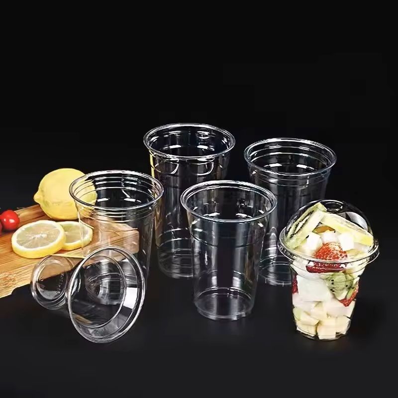 Custom logo and size biodegradable eco friendly transparent drinking cups environment PLA plastic cups