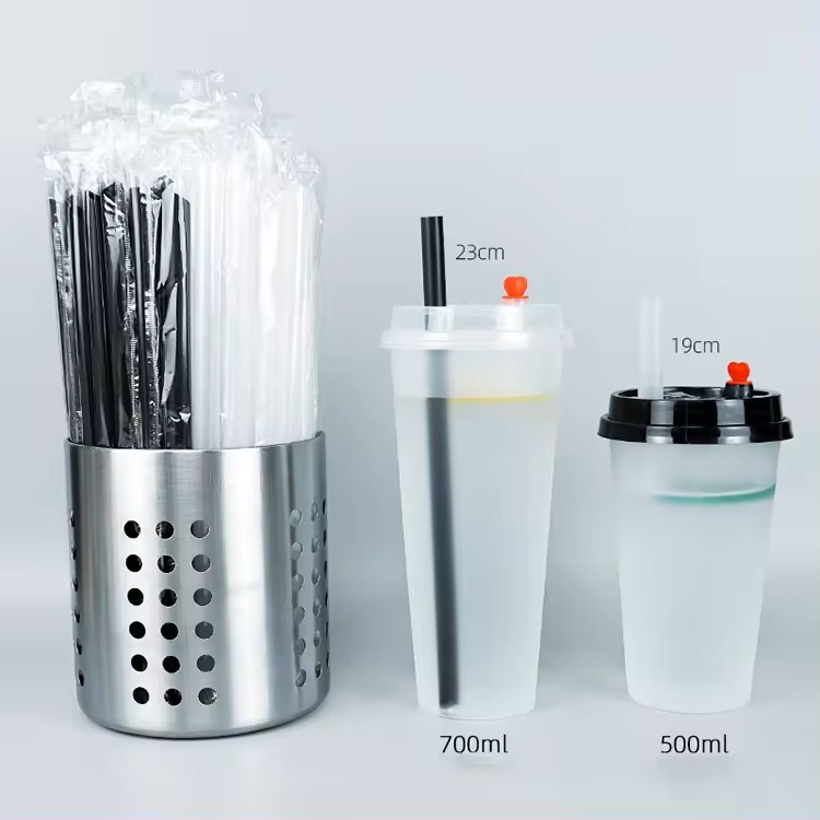 Bulk Wholesale Disposable Plastic 12mm 6mm Black Bubble Tea Milk Tea Boba Juice PP Drinking Straw