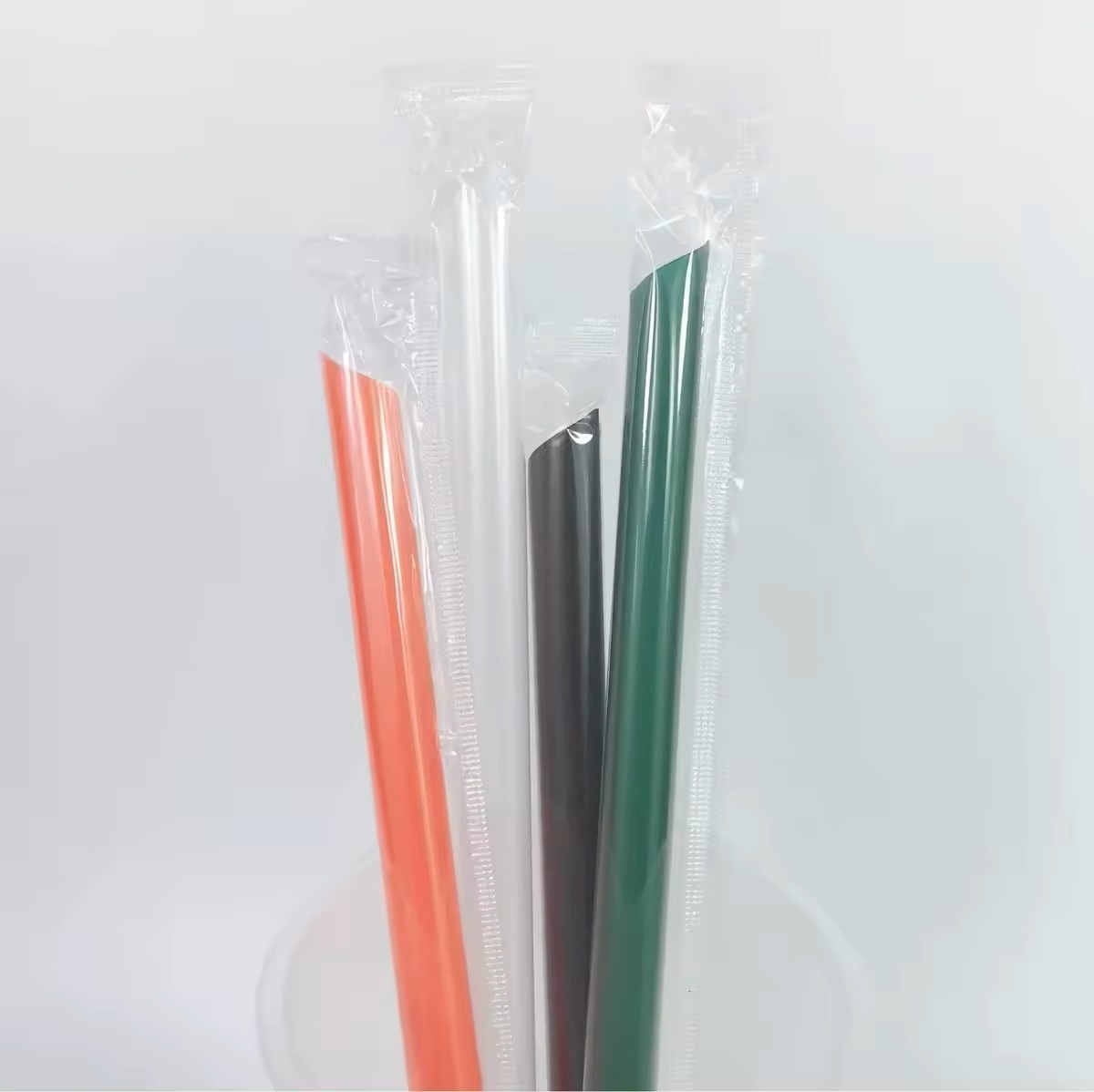 Colorful logo print PP Plastic Disposable 12*230mm Straws For Coffee bubble boba Milk Tea