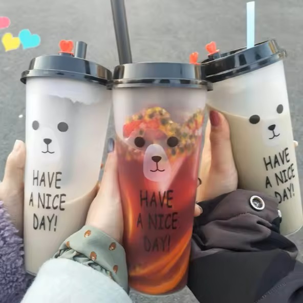 Popular custom Disposable Smoothie PP Hard Plastic drink Bubble Milk Tea Cup