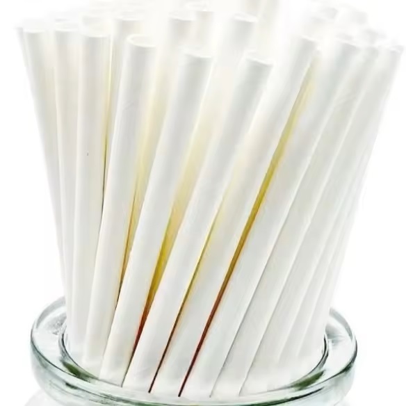 Biodegradable eco friendly nature white color drinking for coffee boba tea custom logo bamboo fiber straws