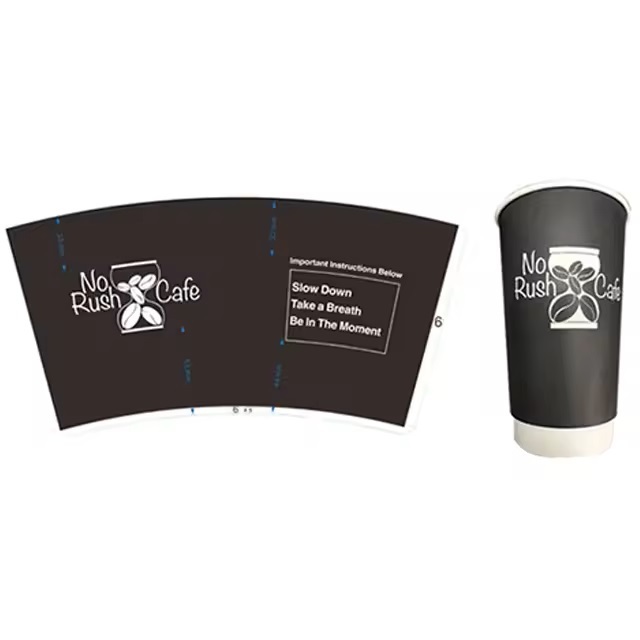 Custom pe coated 8OZ 12OZ pe coated printed hot drink paper cup fan coffee paper cup fan