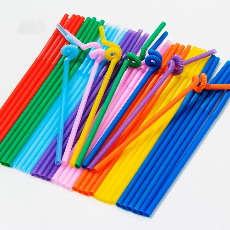 Individually packaged straws custom logo print PP plastic drinking disposable art fancy straws