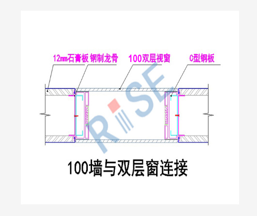 100墻與雙層視窗連接