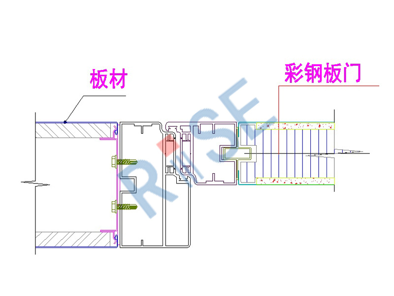 100中空墻與彩鋼板門連接