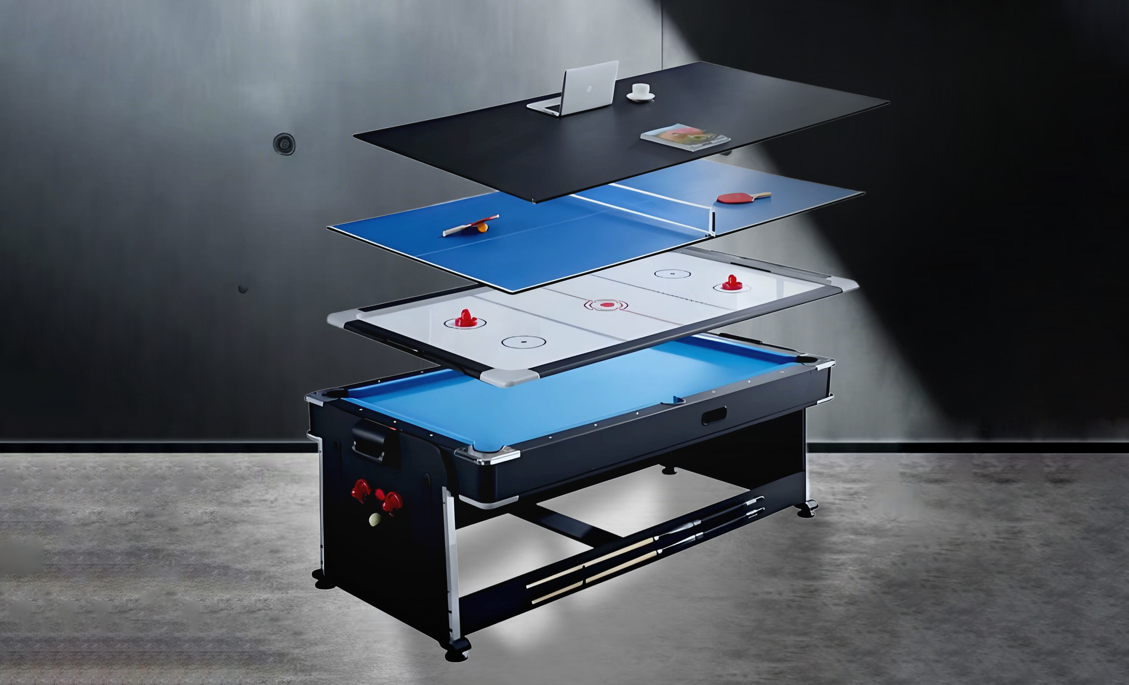 Série de tables de billard multifonctions quatre-en-un