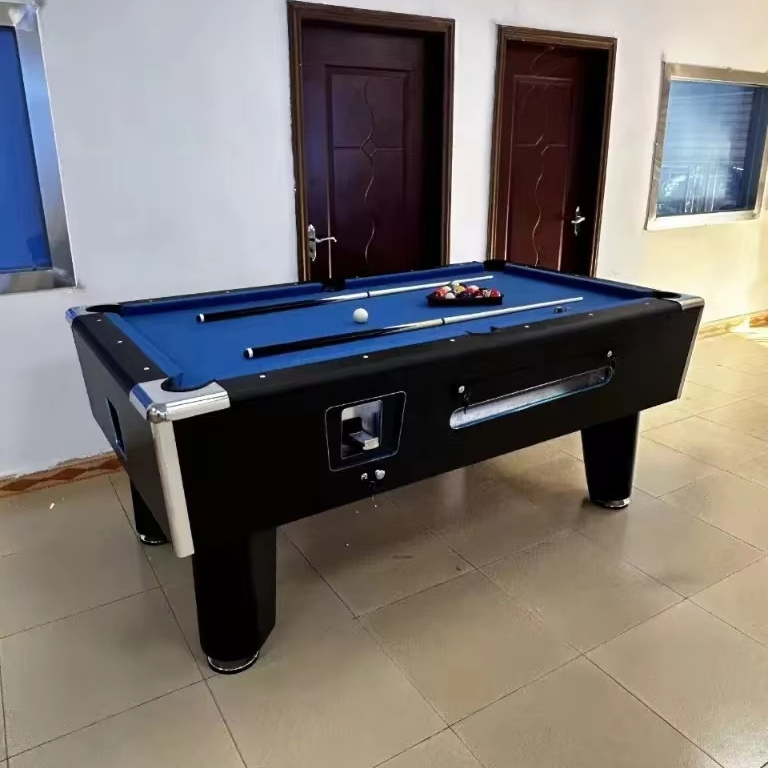 Factory cheap 7 ft 8 ft commercial billiard table coin operated pool table slate billiard table cue accessories home PVC MDF table