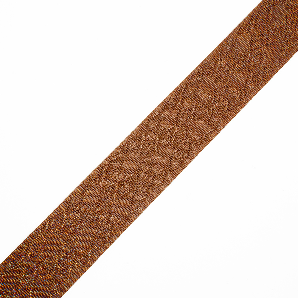 38mm Single-Sided Jacquard Belt Webbing – Brown Diamond Pattern for Fashion & Outdoor Gear