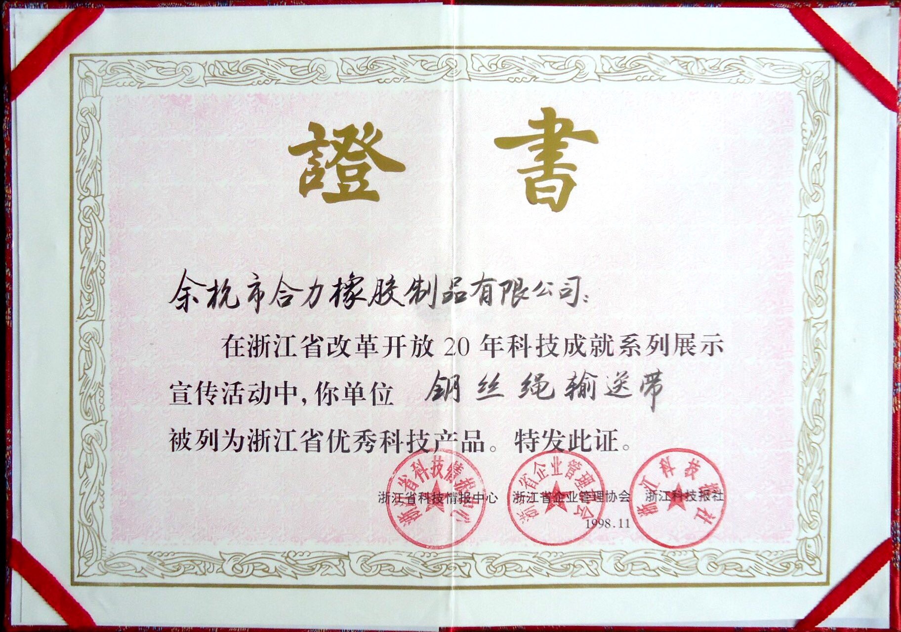 钢丝绳输送带科技成就奖 钢丝绳输送带科技成就奖