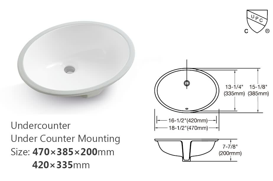 Undercounter ceramic basin