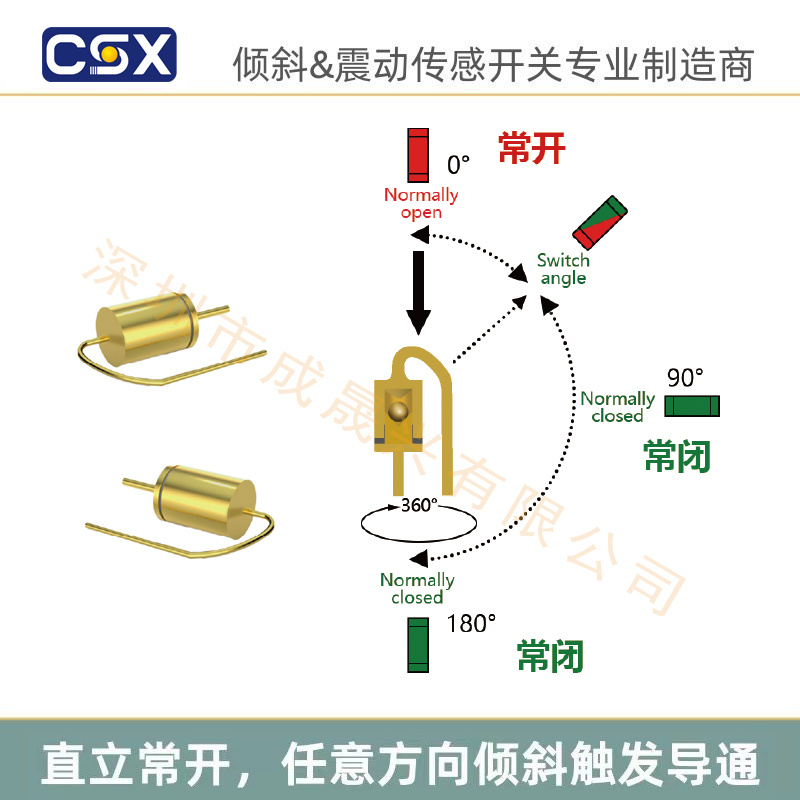 插脚式倾斜开关CSX-SEN-360A-45U