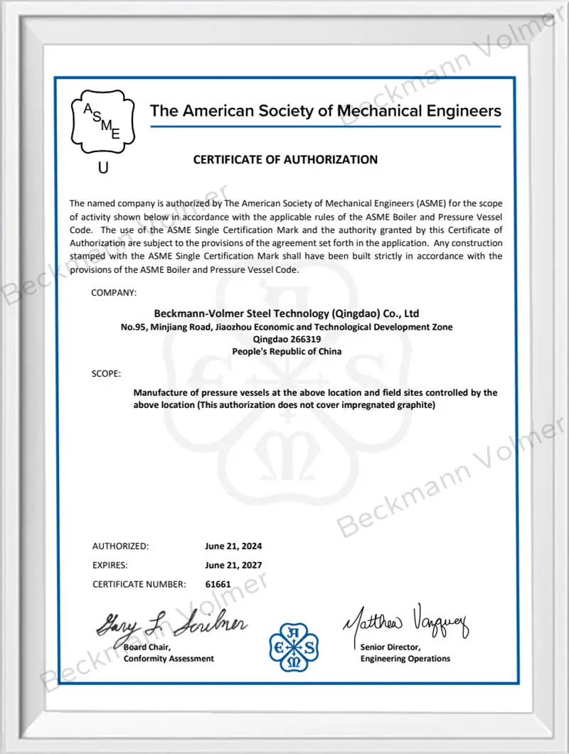 ASME Certificate