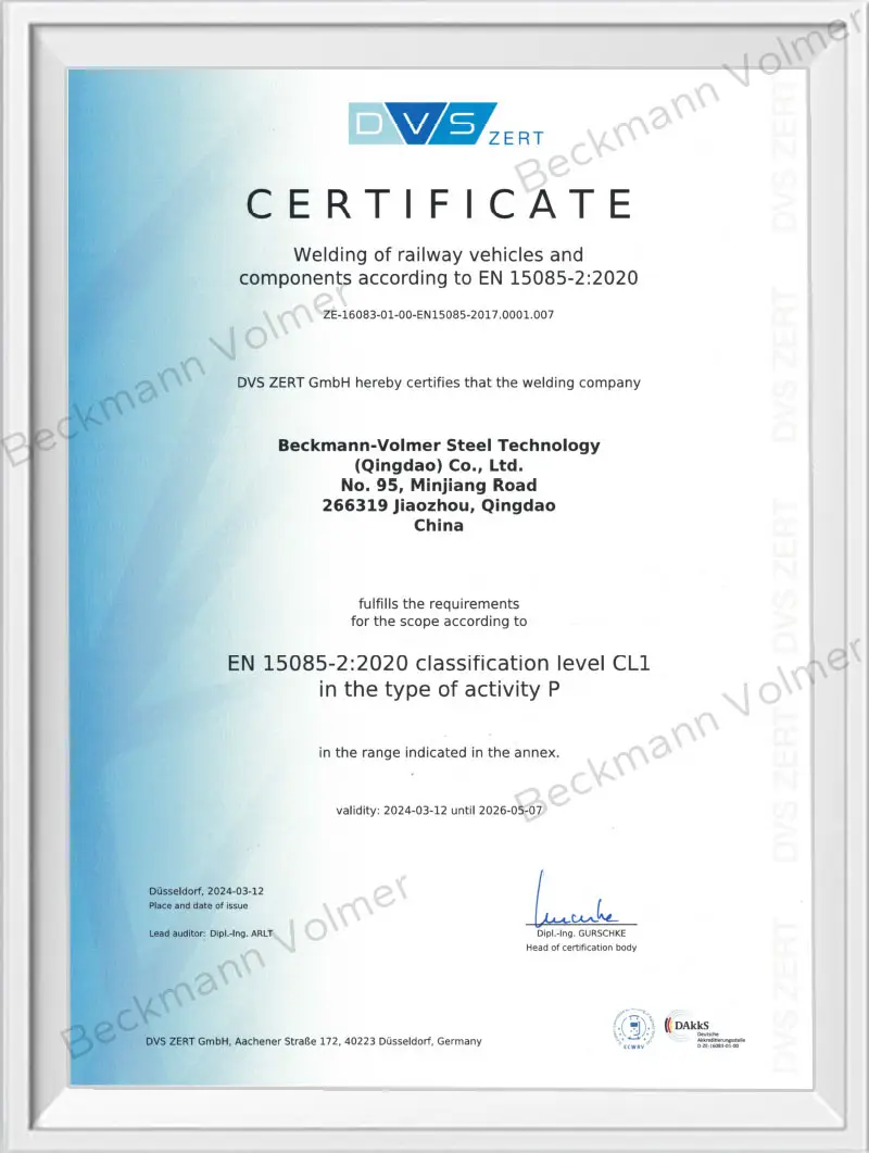 EN15085 Certificate