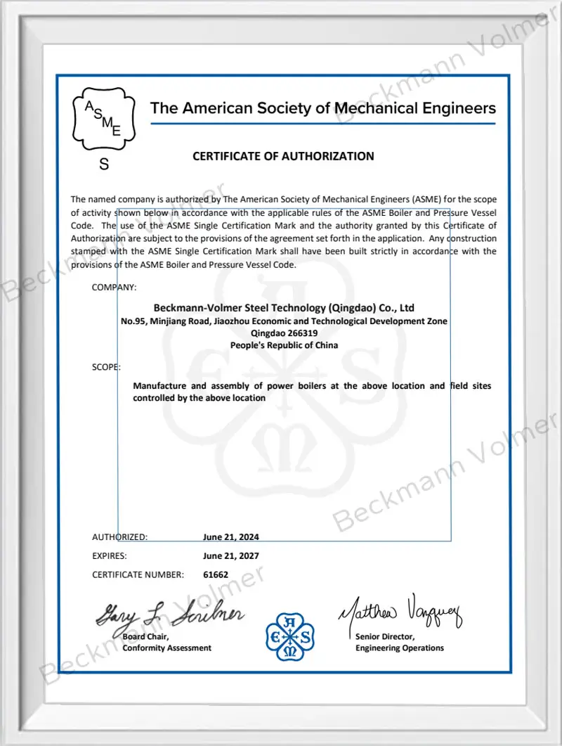 ASME Certificate
