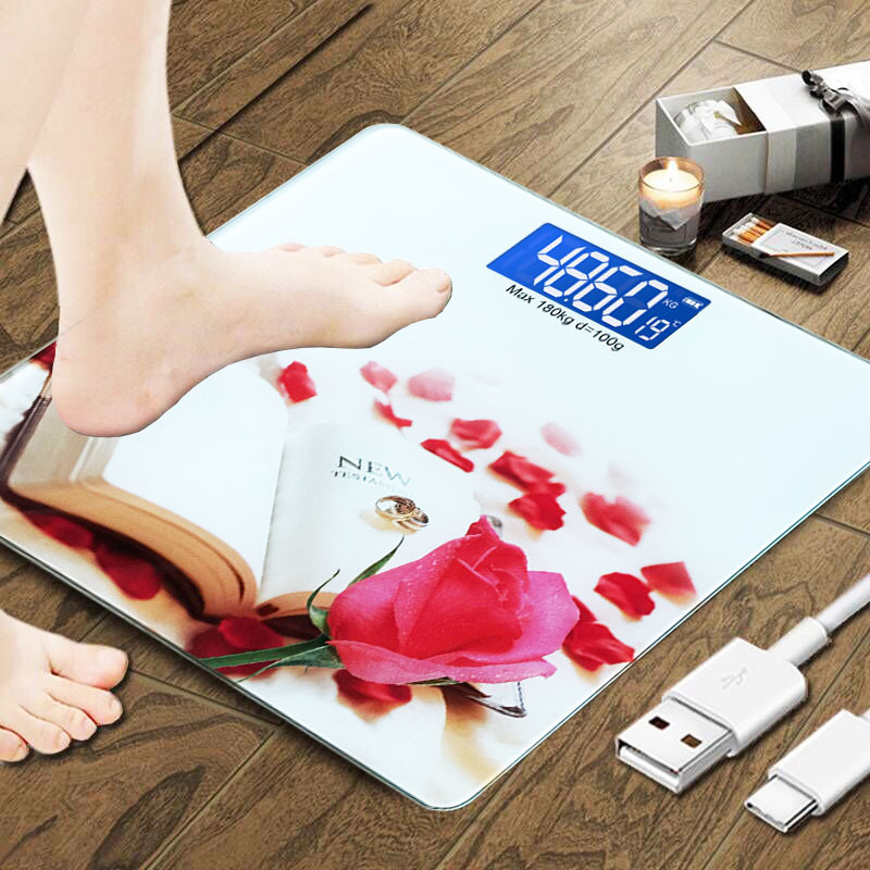 Precision USB Rechargeable Digital Body Weight Scale Adult Home Health Intelligent Weighing Meter Battery Bathroom Scales