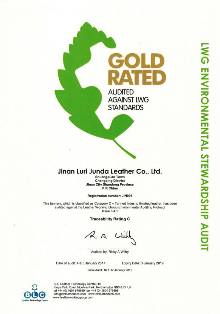 BLC International Gold Medal Certificate