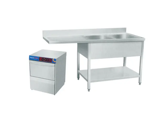 Commercial sink with right 1 bowl and left board