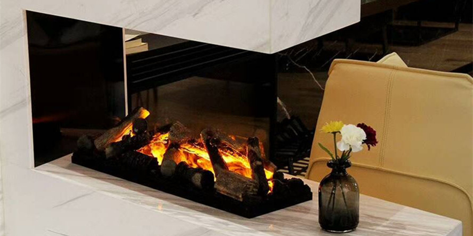 Chimenea eléctrica de vapor de agua 3D con madera de cerámica