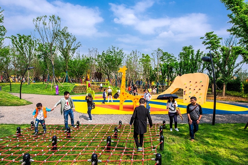 Community square children play space equipment