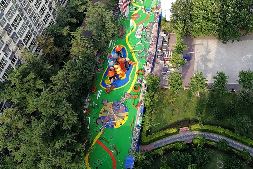 Outdoor play equipment for children in residential areas