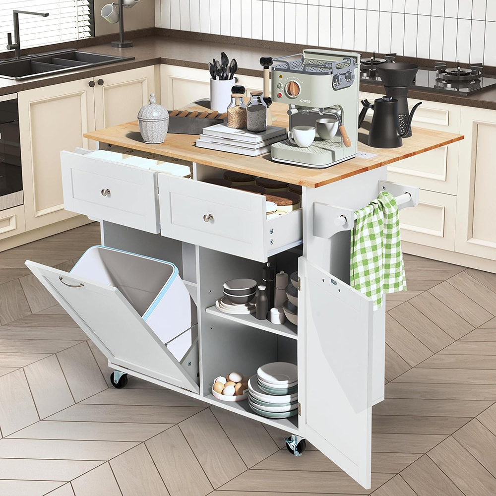 Homrest 39.4" Rolling Kitchen Island with Power Outlet, USB Ports