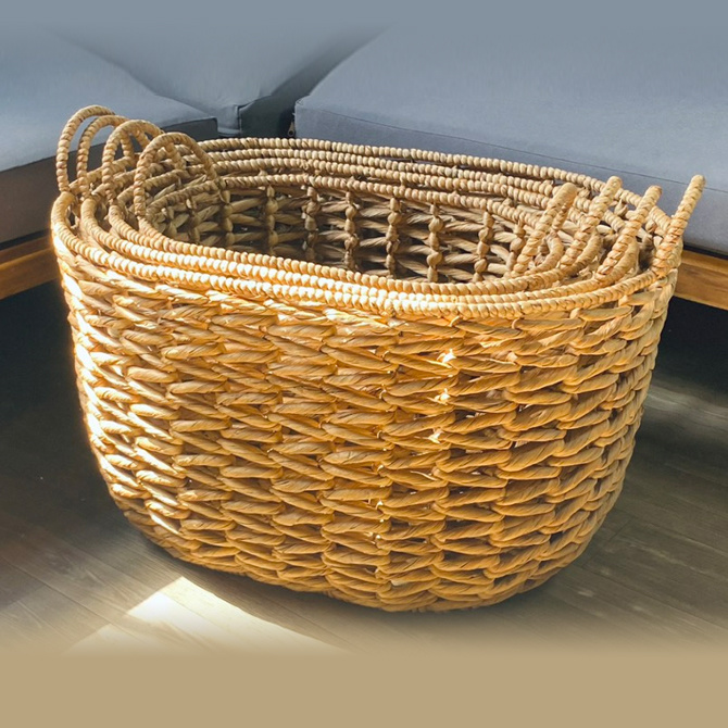 4-Piece Oval Woven Hyacinth Basket Set