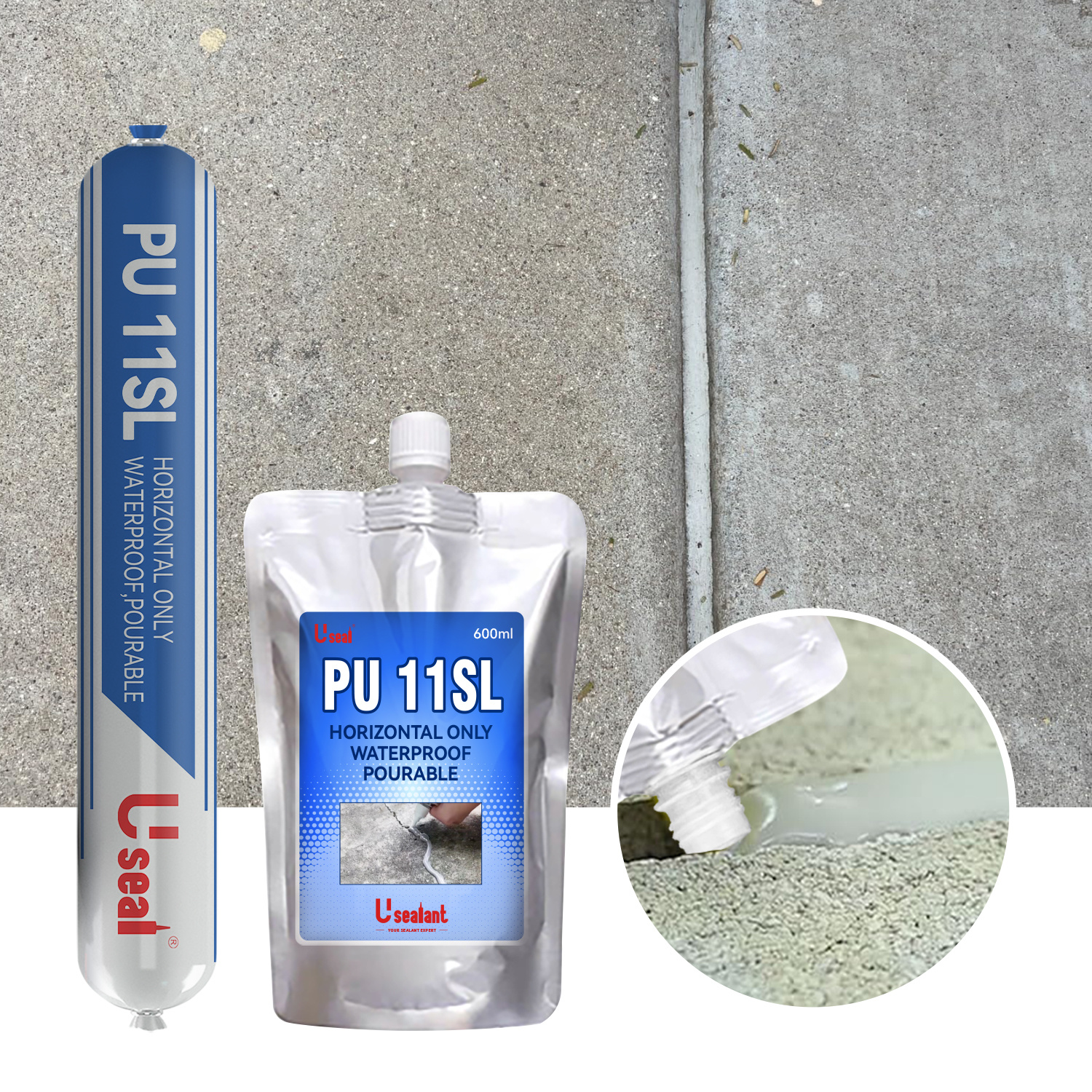 PU 11SL Self Leveling Lap Sealant Gray Polyurethane for Sealing Horizontal Expansion Joints in Concrete Cartridge