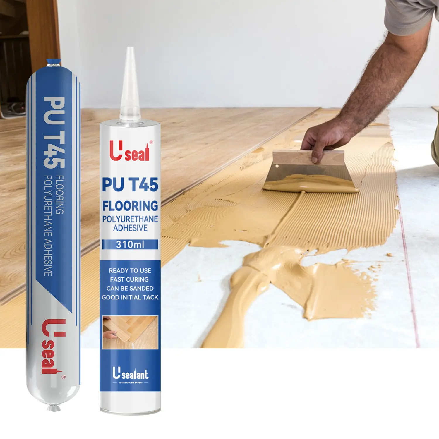 PU T45 Flooring Polyurethane Sealant Adhesive for Wood Floor Tile Resilient Flooring & Carpet Adhesive