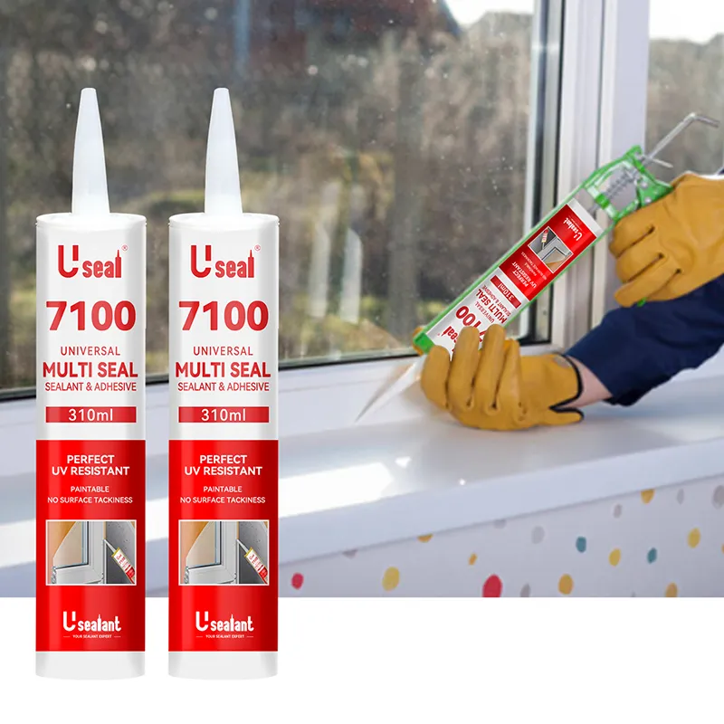 7100 Exterior Aluminium Windows and Sliding Doors Frame Fix Anti-dust and Noise Neutral Wholesale Silicone Sealant Sausage 300ml