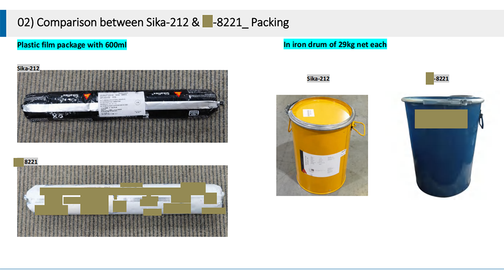 Comparison between Sika-212 & Incore PU 221FC