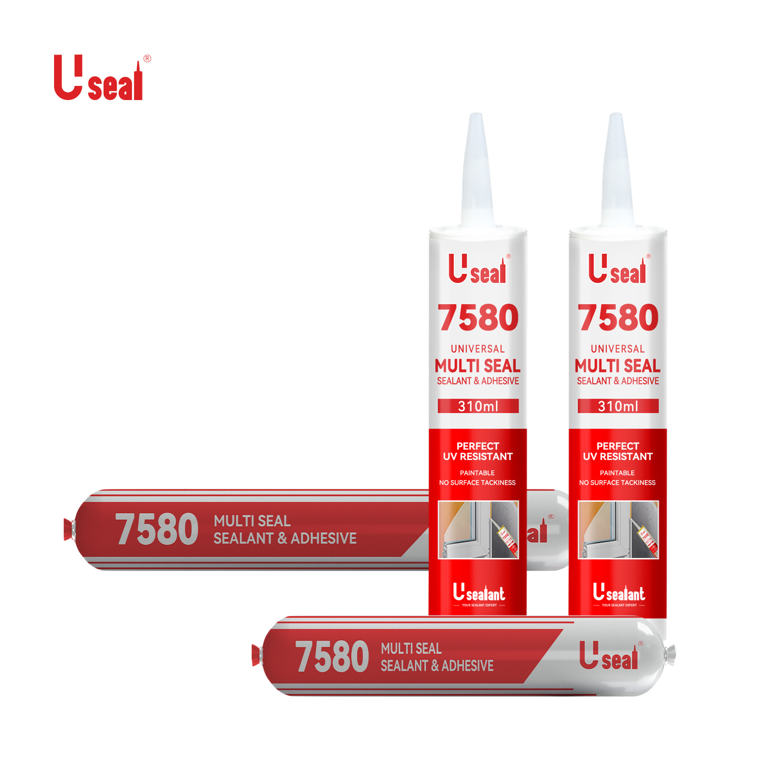 7580 Glass Metal Wood Cement Plastics Universal Neutral Multi-purpose Gap Filler Silicone Concrete Sealant for Aluminium Works