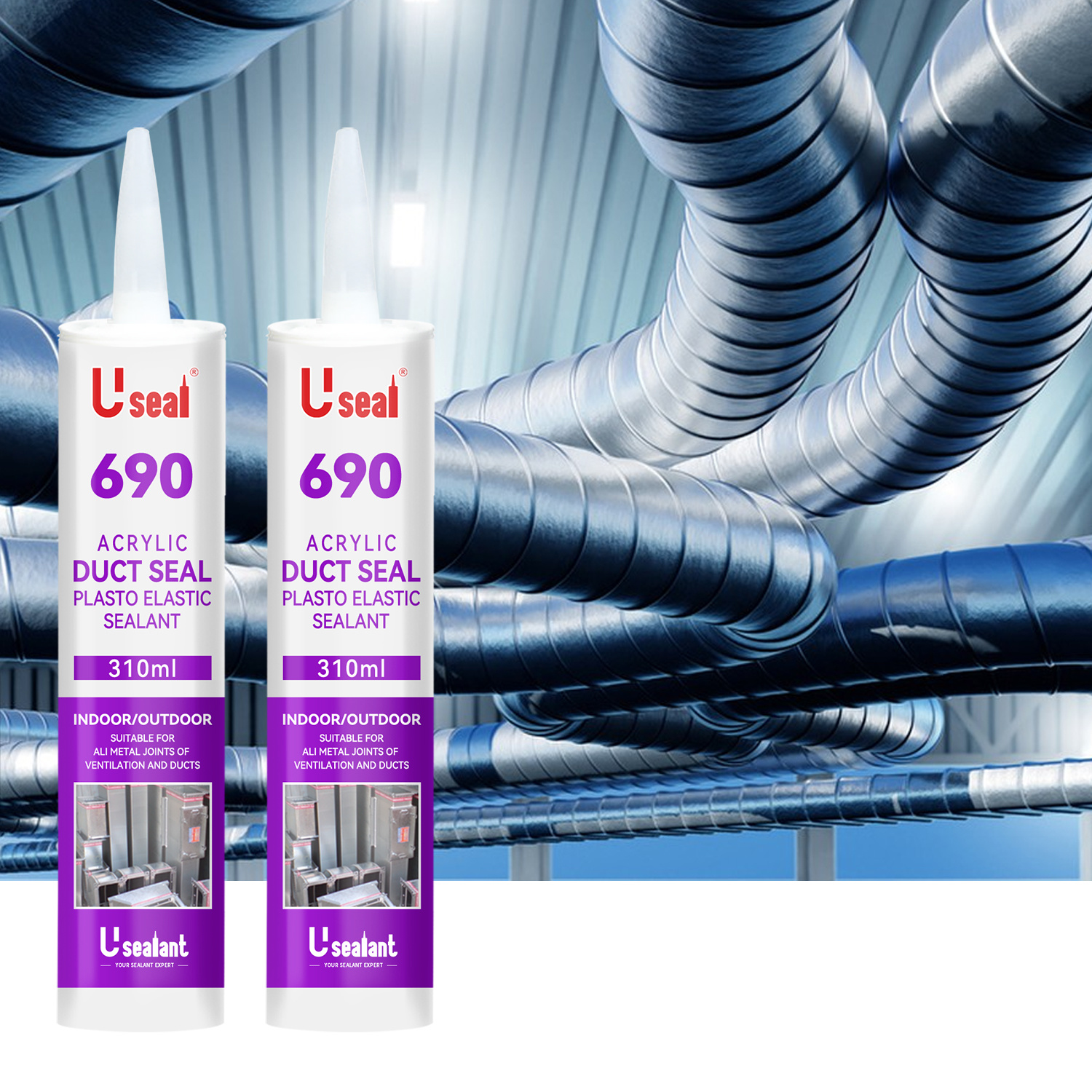 690 Fiber Reinforced Acrylic Duct Sealant for Airconditioning, Refrigeration, Ventilation and HVAC
