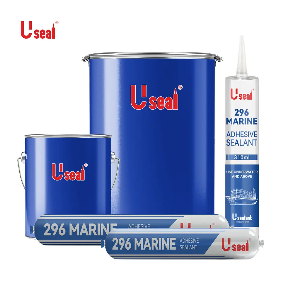 PU 296 Remachado de Aluminio Mat PVC Teca Autoadhesivo de Silicona Grado FRP Poliuretano PU Adhesivo Marino para Parabrisas, Sellador de Ventanas de Barco, Pegamento