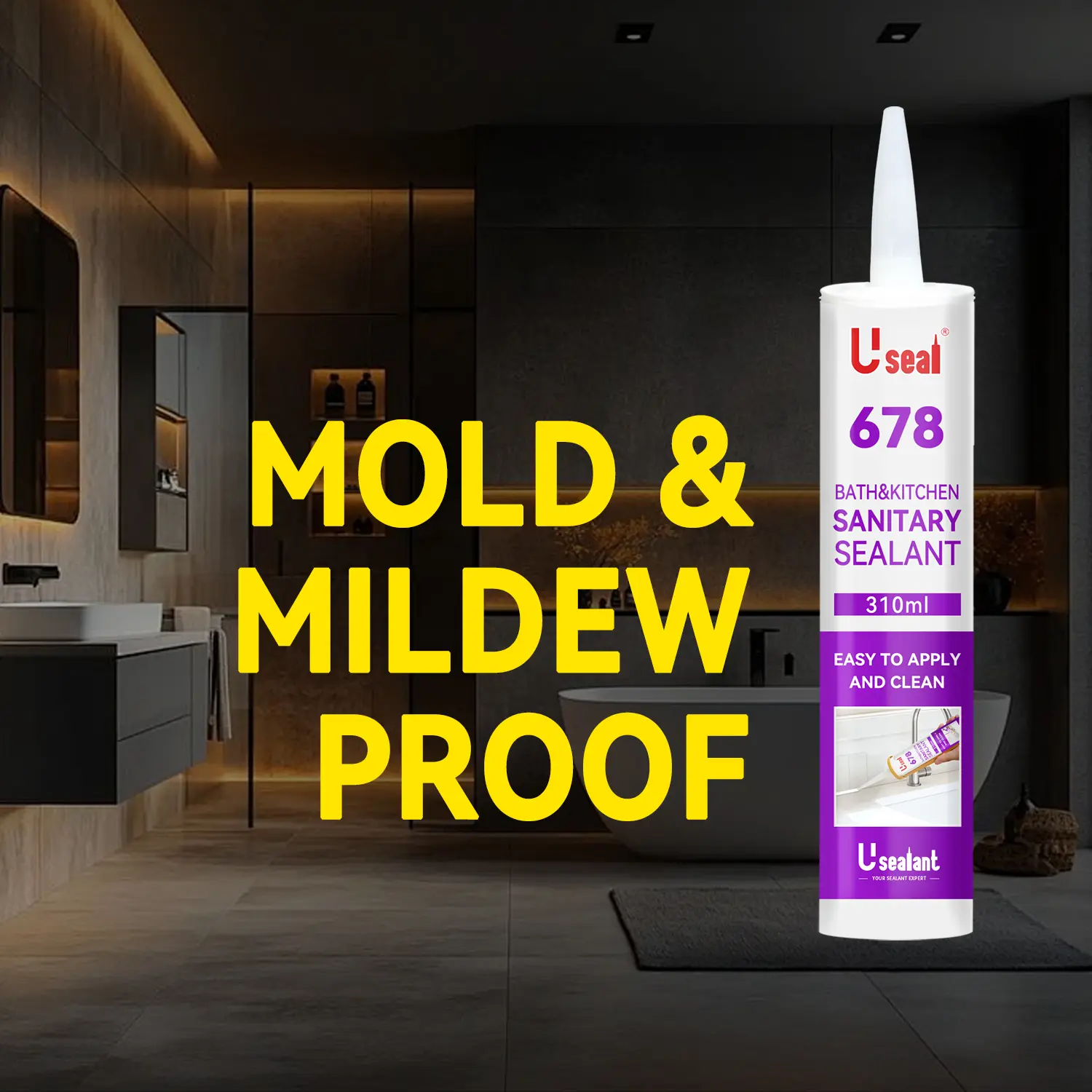 678 Acid Colorseal Sanitary Bath & Kitchen Acrylic Based Adhesive Fungicide Mold Growth Cracks Repair Sealant Glue