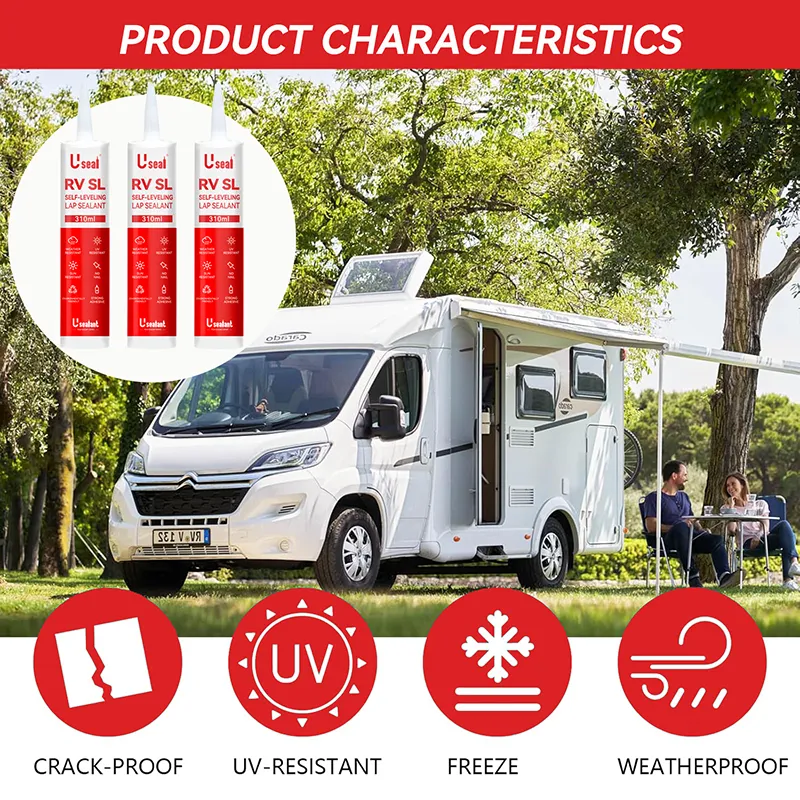 RV SL 500g Waterproof Strong Weather-resistant Anti Leak Self Leveling Caulk RV Self-leveling Liquid Pouring 100% Silicone Sealant