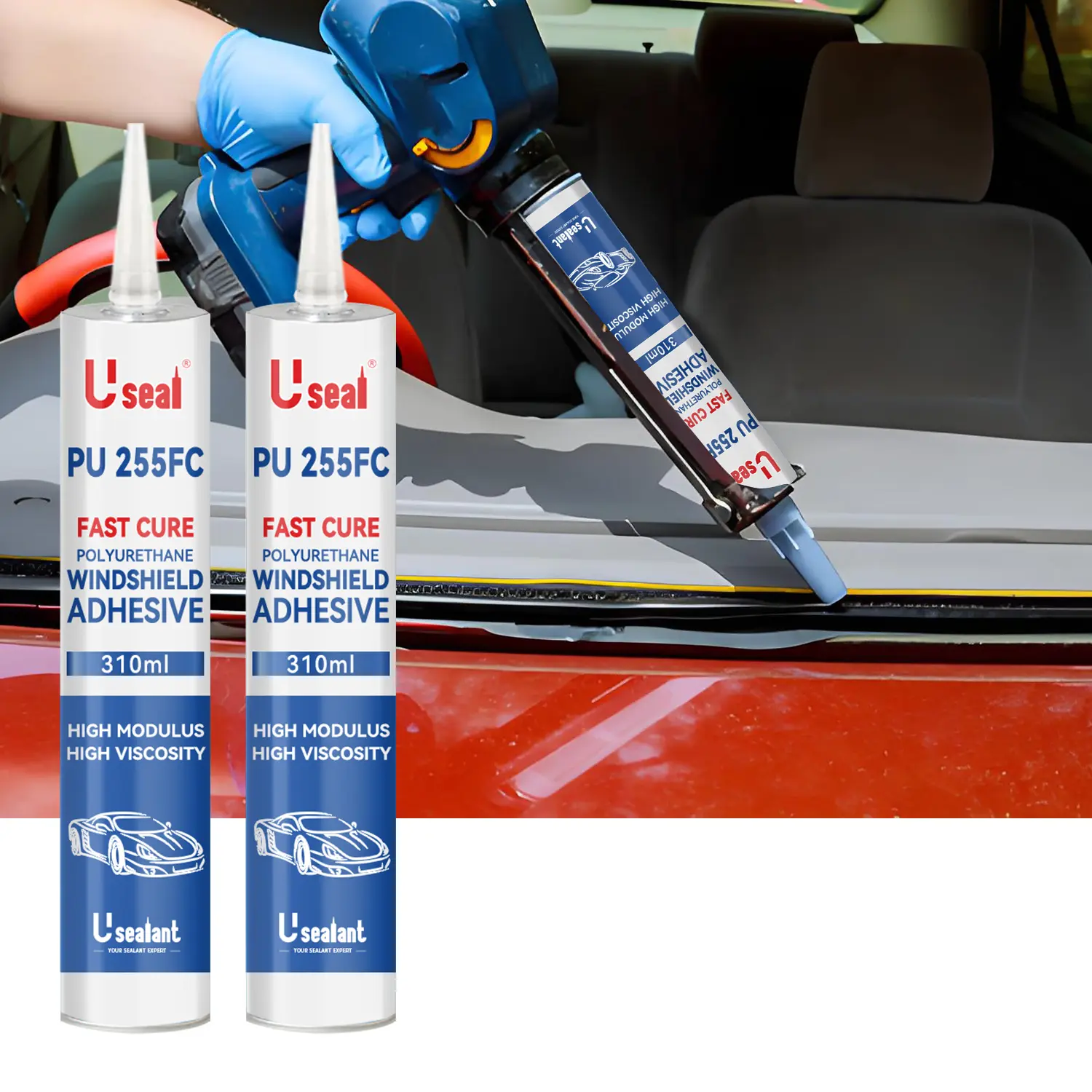 PU 255FC Fast Drying Curing Urethane Windshield Adhesive SDT 2h High Bond Strength Window Sealant Compound