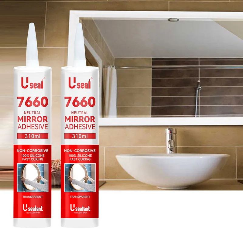 7660 Clear 100% Silicone Adhesive for Mirror Fixing Flexible Mastic Silicone Caulk VOC Compliant for Wall Mirror Sheet and Glass