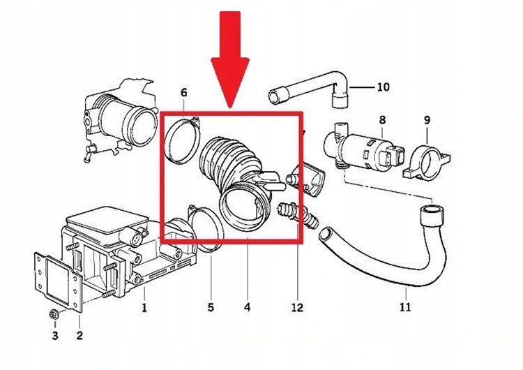 Rubber Hose EPDM Intake Pipe for BMW 3 Series Coupe Touring Compact E36 OE NO. 13711739575