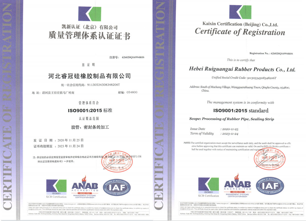 Quality Management System Certification Certificate