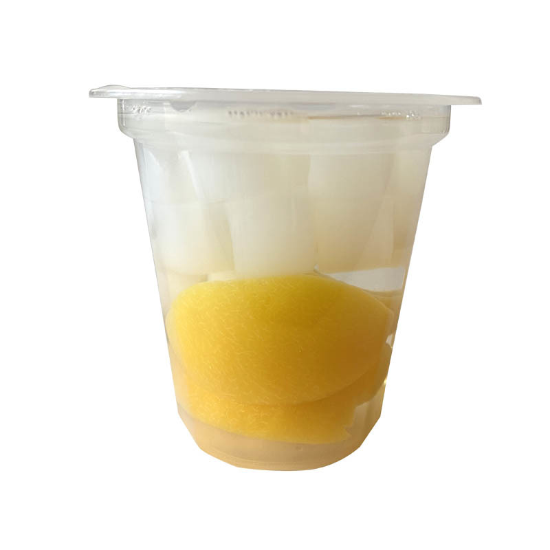 Yellow peach and pear fruit cups