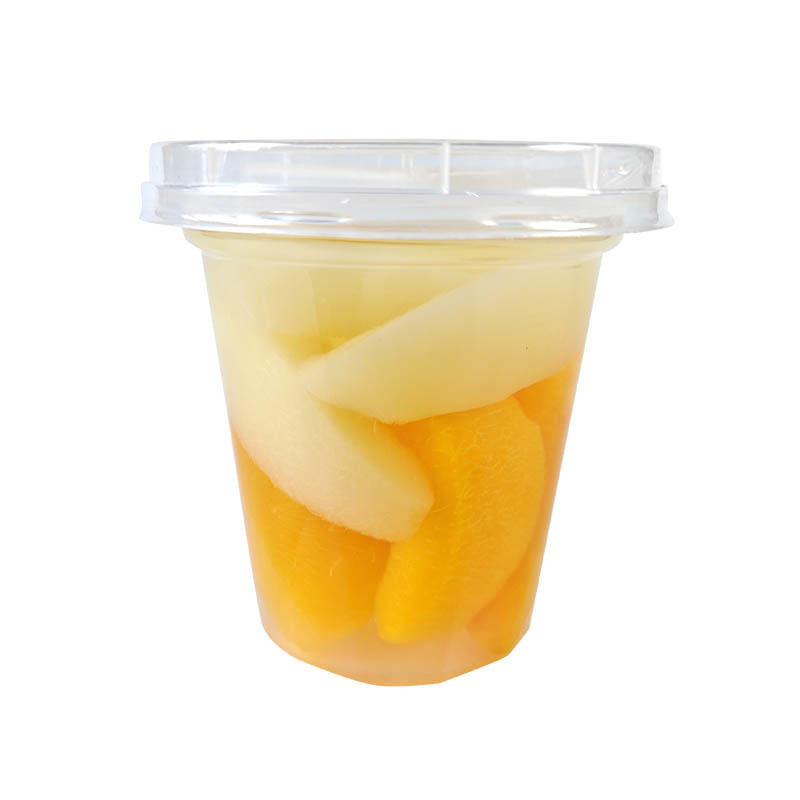 Yellow peach and pear fruit cups
