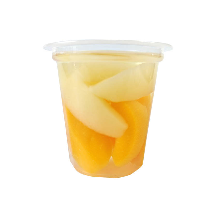 Yellow peach and pear fruit cups