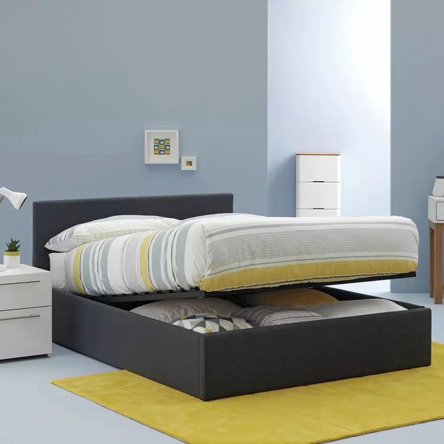 Modern Fabric King Queen Size Double Gas Lift Bed